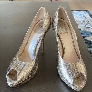 Christian Dior gold open-toe heels - size 38.5